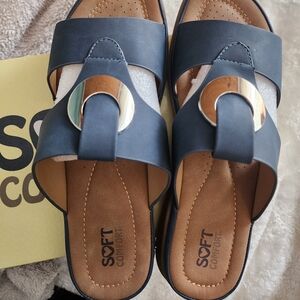 Women's Black and Gold Sandals